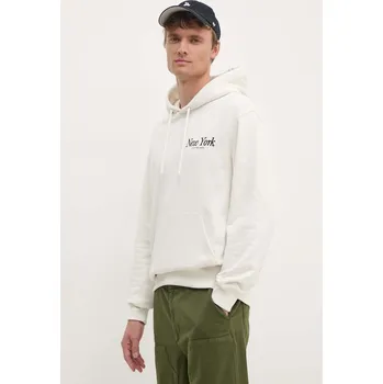 Pánská mikina Bavlněná mikina Calvin Klein Jeans pánská, béžová barva, s kapucí, s aplikací, J30J326876 01X, vel. S