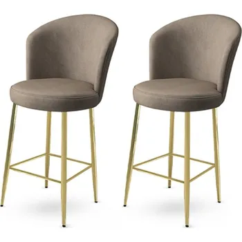 Barová židle Bar Stool Set (2 Pieces) Fora - Cappuccino, Gold