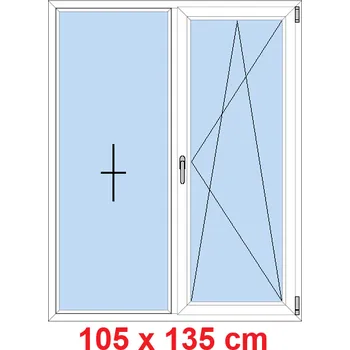 Okno Soft Dvoukřídlé plastové okno 105x135 cm, FIX+OS