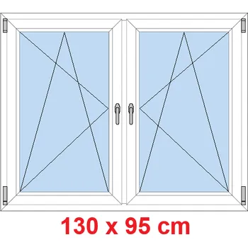 Okno Soft Dvoukřídlé plastové okno 130x95 cm, OS+OS, se sloupkem