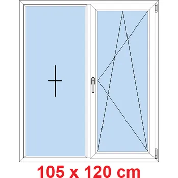 Okno Soft Dvoukřídlé plastové okno 105x120 cm, FIX+OS