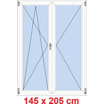 Okno Soft Dvoukřídlé balkonové dveře 145x205 cm, otevíravé a sklopné