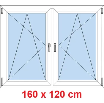 Okno Soft Dvoukřídlé plastové okno 160x120 cm, OS+OS, se sloupkem