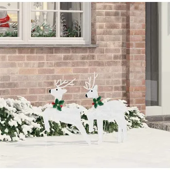 Vánoční dekorace LED sobi 2 pcs Studená bílá textil