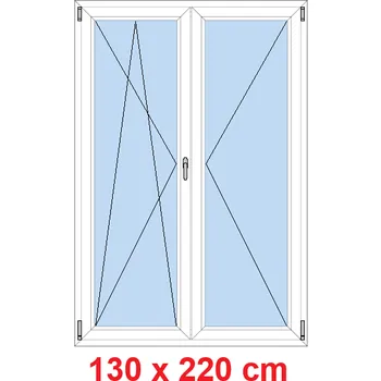 Okno Soft Dvoukřídlé balkonové dveře 130x220 cm, otevíravé a sklopné