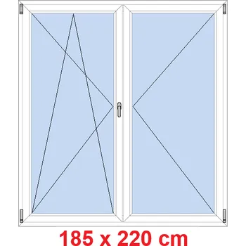 Okno Soft Dvoukřídlé balkonové dveře 185x220 cm, otevíravé a sklopné