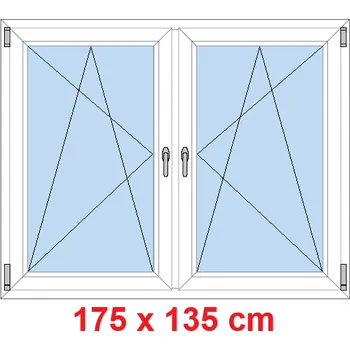 Okno Soft Dvoukřídlé plastové okno 175x135 cm, OS+OS, se sloupkem