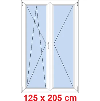 Okno Soft Dvoukřídlé balkonové dveře 125x205 cm, otevíravé a sklopné