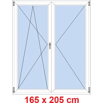 Okno Soft Dvoukřídlé balkonové dveře 165x205 cm, otevíravé a sklopné