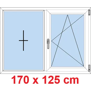 Okno Soft Dvoukřídlé plastové okno 170x125 cm, FIX+OS