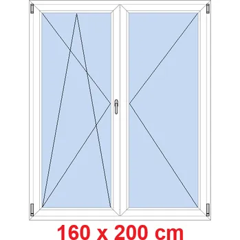 Okno Soft Dvoukřídlé balkonové dveře 160x200 cm, otevíravé a sklopné
