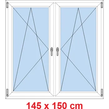 Okno Soft Dvoukřídlé plastové okno 145x150 cm, OS+OS, se sloupkem