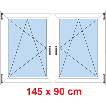 Okno Soft Dvoukřídlé plastové okno 145x90 cm, OS+OS, se sloupkem