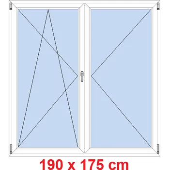 Okno Soft Dvoukřídlé balkonové dveře 190x175 cm, otevíravé a sklopné