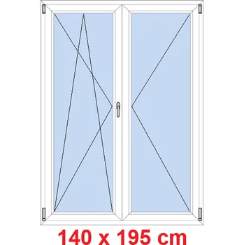 Okno Soft Dvoukřídlé balkonové dveře 140x195 cm, otevíravé a sklopné