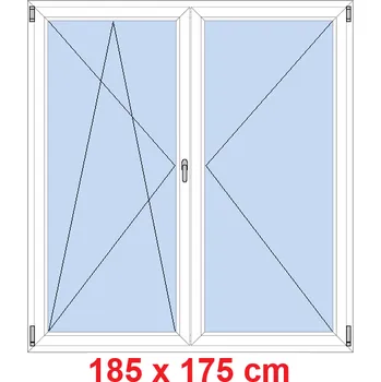 Okno Soft Dvoukřídlé balkonové dveře 185x175 cm, otevíravé a sklopné