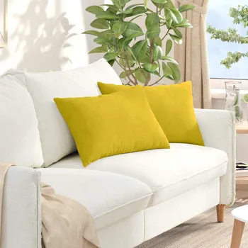 Pohovkové polštáře 2 pcs Žlutá 60 x 40 cm Žebrovaná látka