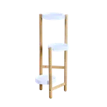 Kesper Bambusový stojan na květiny s plastovým podtácky, bílá