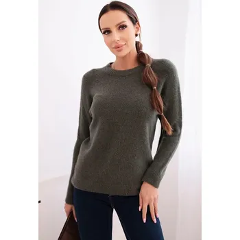 Dámské oblečení Dámský svetr z baby alpaky s dlouhým rukávem khaki UNI