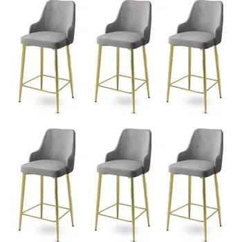 Barová židle Bar Stool Set (6 Pieces) Enox - Grey, Gold