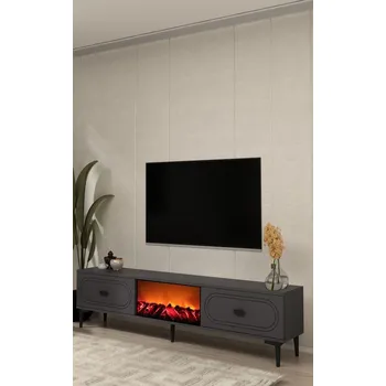 Televizní stolek TV stolek Weny Bohem Fireplace - Anthracite