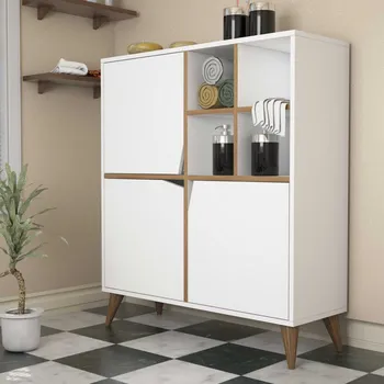 Komoda Víceúčelová skříňka Pulse - White, Walnut