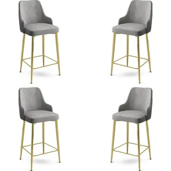 Barová židle Bar Stool Set (4 Pieces) Enox - Grey, Gold