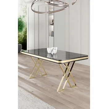 Jídelní stůl Jídelní stůl Vals - Black Marble, Gold