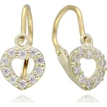 Zlaté naušnice srdíčka bílá brizura