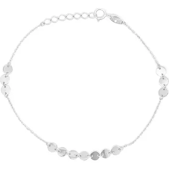 Náramek Leru Řetízkový náramek z bílého zlata s lesklými kulatými přívěsky