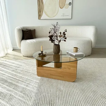 Konferenční stolek Konferenční stolek Mia - Oak, Transparent