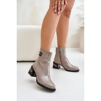 Dámská zimní obuv Boty na podpatku MR880-093 šedé - Step in style 37