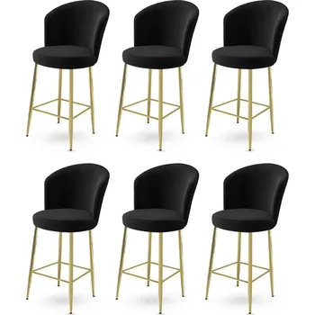 Barová židle Bar Stool Set (6 Pieces) Fora - Black, Gold