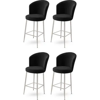Barová židle Bar Stool Set (4 Pieces) Alte - Black, Chrome