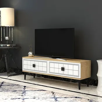 Televizní stolek TV stolek Yuka 120 - Sapphire Oak, White
