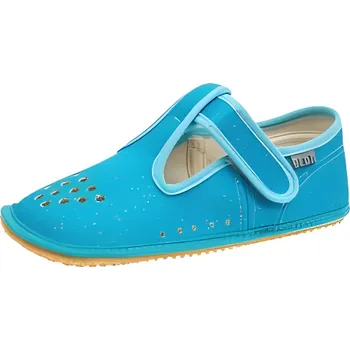Dámská zdravotní obuv Beda Barefoot bačkůrky perforované BF-060010/W/PF/B Turquoise shine - třpytivé Velikost EU: 23, vnitřní délka: 146, vnitřní šířka: 62