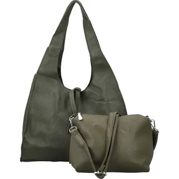 Trendy dámský koženkový set kabelek Winona, tmavě zelený