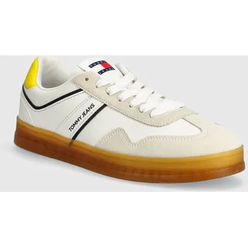 Pánské tenisky Sneakers boty Tommy Jeans TJM LEATHER RETRO CUPSOLE bílá barva, EM0EM01414 00C, EUR 41
