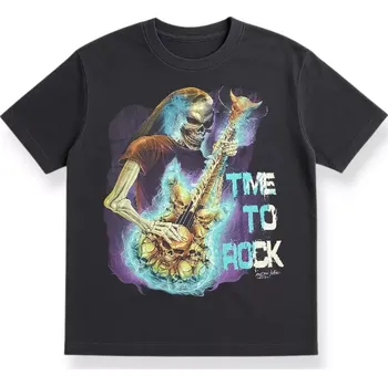 Pánská trička s potiskem nadměrné velikosti Rockový kostlivec 5XL