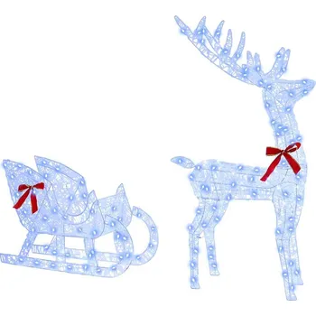 Vánoční dekorace Sáně tažené sobem Modrá 70 x 26 x 128,5 cm Akryl