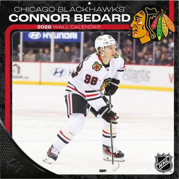 Kalendář JF Turner Kalendář Chicago Blackhawks NHL Connor Bedard 2026 Wall Calendar