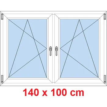 Okno Soft Dvoukřídlé plastové okno 140x100 cm, OS+OS, se sloupkem