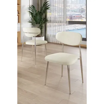 Jídelní stůl Sada židlí (4 kusy) Vina - Cream, Chrome