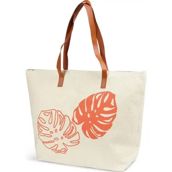 Plážová taška Plážová termo taška 22 l béžová s motivem monstera