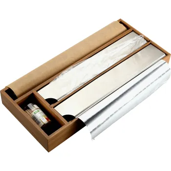 Kuchyňský nůž Kesper Dávkovač na potravinovou fólii a papír, bambus, 42 x 19 cm, hnědý
