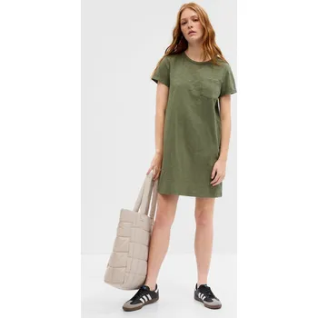 Dámské šaty GAP Šaty s kapsičkou - Dámské GAP kaki 2179534