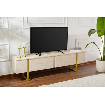 Televizní stolek TV stolek Serenity - Travertine, Gold