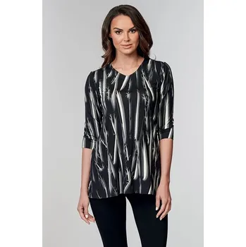 Dámská halenka Volnější černá dámská halenka s výstřihem V a 3/4 rukávy 7719 velikost S