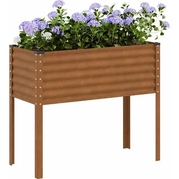 Truhlík vidaXL Zahradní květináč 100 x 45 x 90 cm, odolný proti povětrnostním vlivům, ocel [4008970] Barva: Povětrnostně odolná ocel / Hnědý