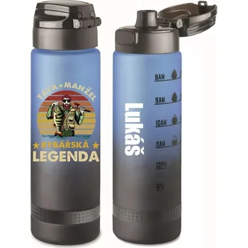 Sportovní RPET láhev na vodu 1L - rybářská legenda (Copy) Černá